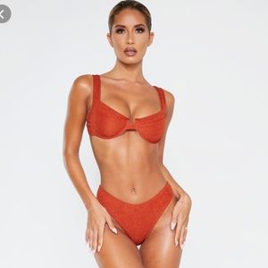 Crinkle detail bikini set